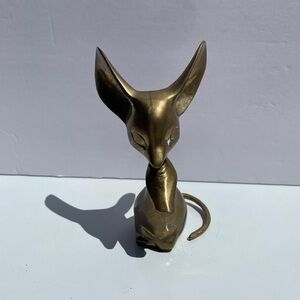 Brass Big Ear Mouse Vintage Mid 20th Century Paperweight figurine